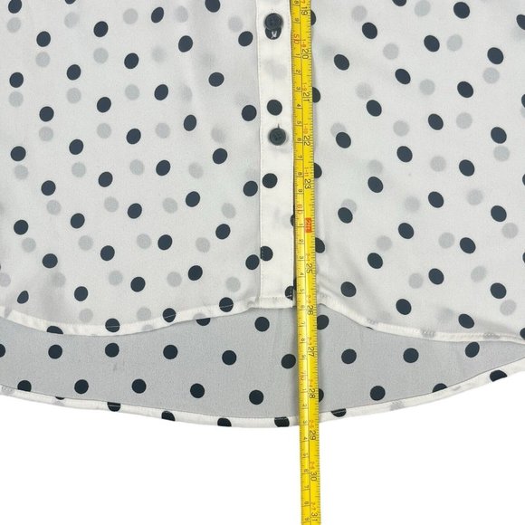 Express Lot Of 2 Blouses Shirts Black White Polka Dot Portofino Green Women's M - Picture 12 of 16